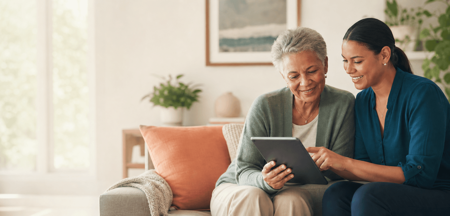 Caregiver and family member planning care together